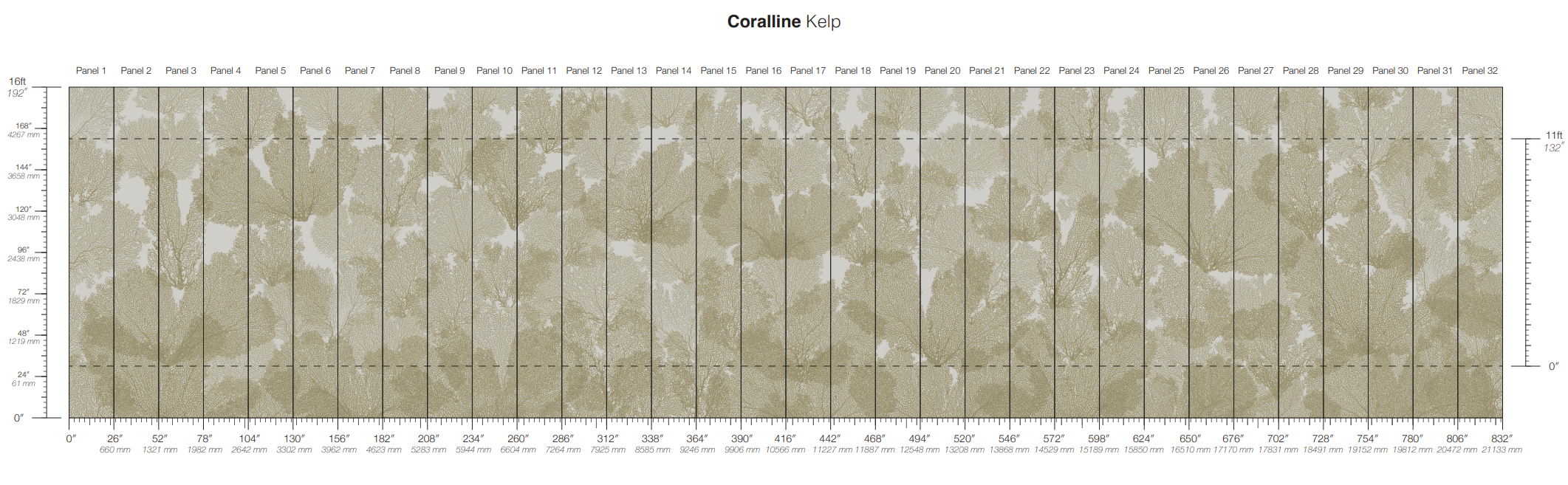 Calico Wallpaper: Coralline in Kelp ( panels)
