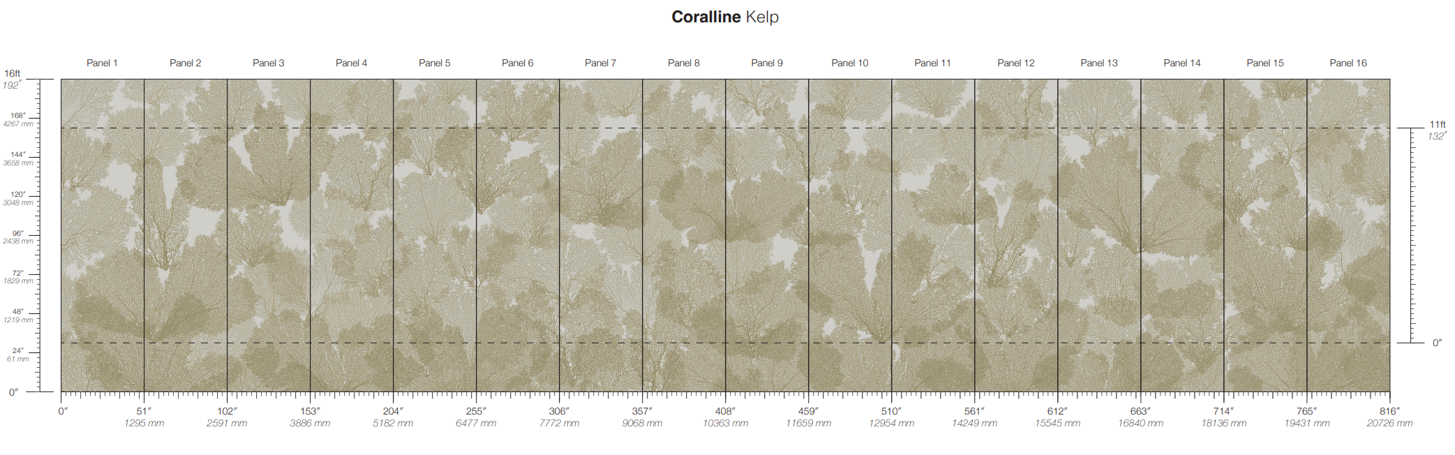 Calico Wallpaper: Coralline in kelp (vinyl panels)