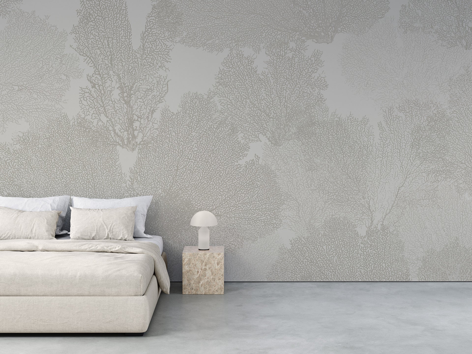 Calico Wallpaper: Coralline in Marsh (installed)