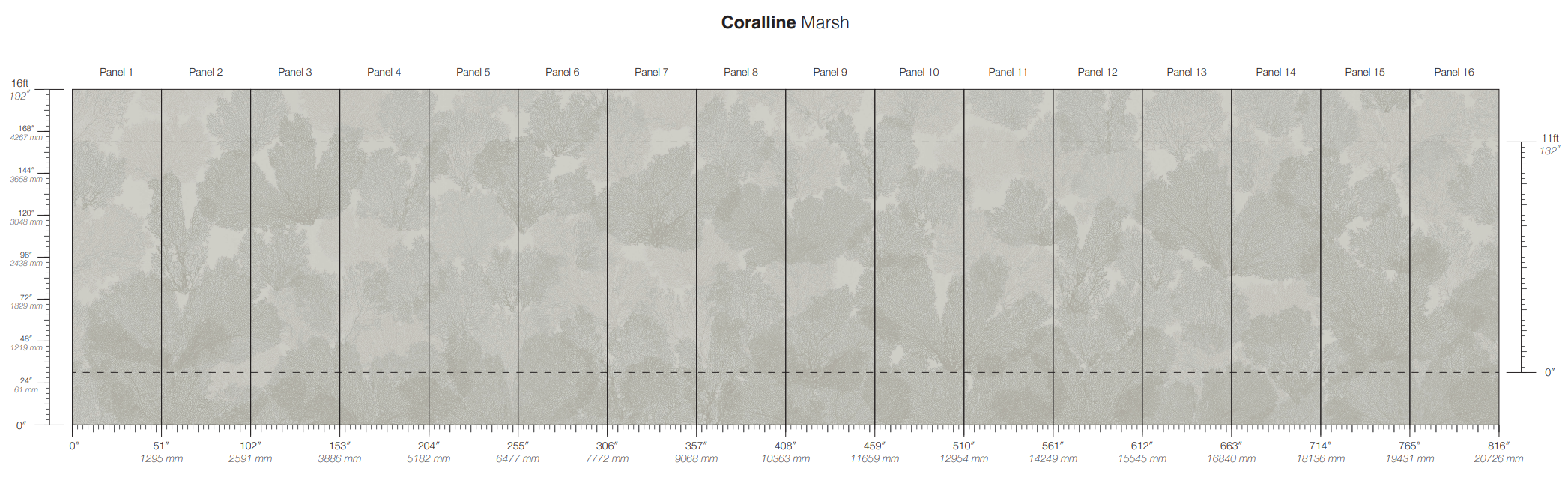 Calico Wallpaper: Coralline in marsh (vinyl panels)