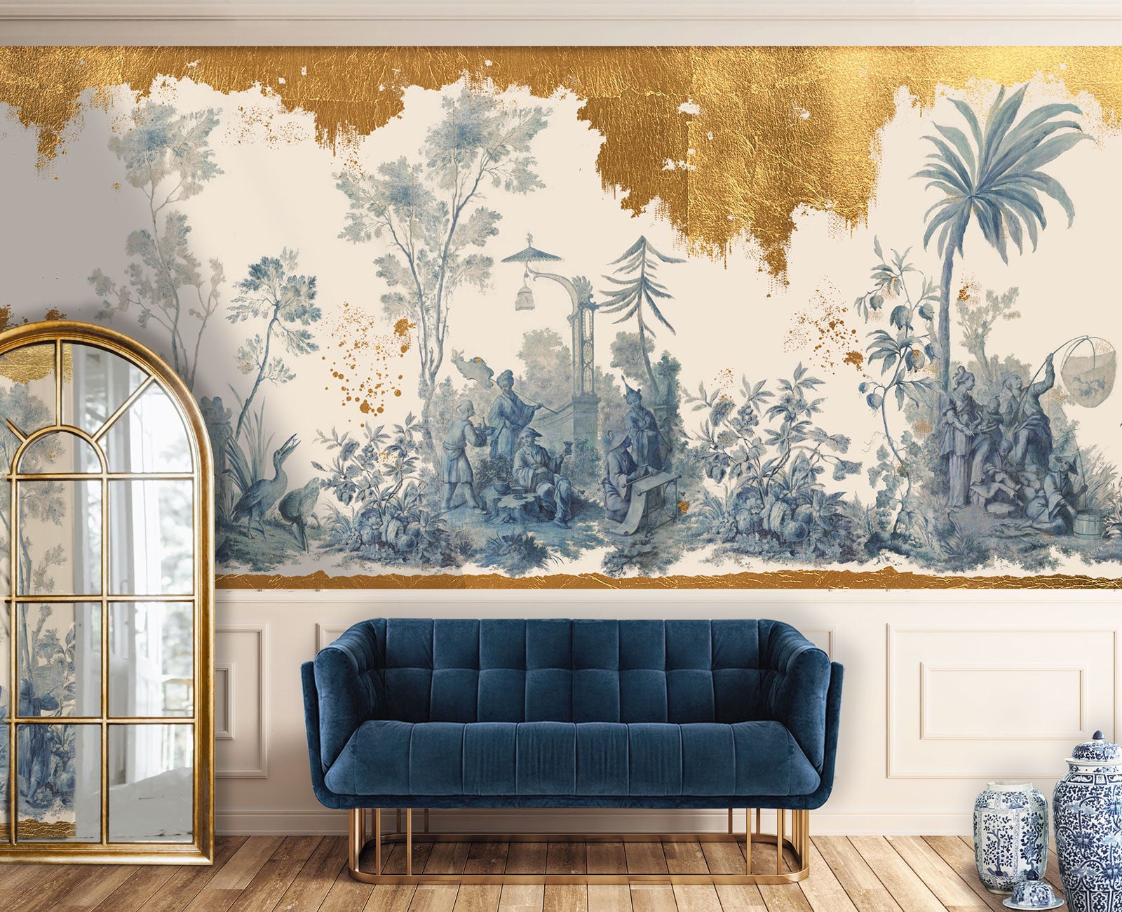 Le Grand Siecle: Sunday In The Countryside Gold Leaf Wallpaper