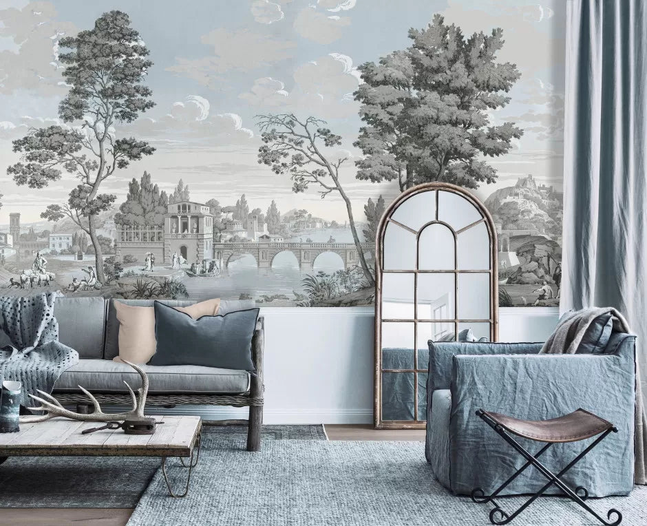 Le Grand Siecle: Views From Italy Wallpaper In Opal