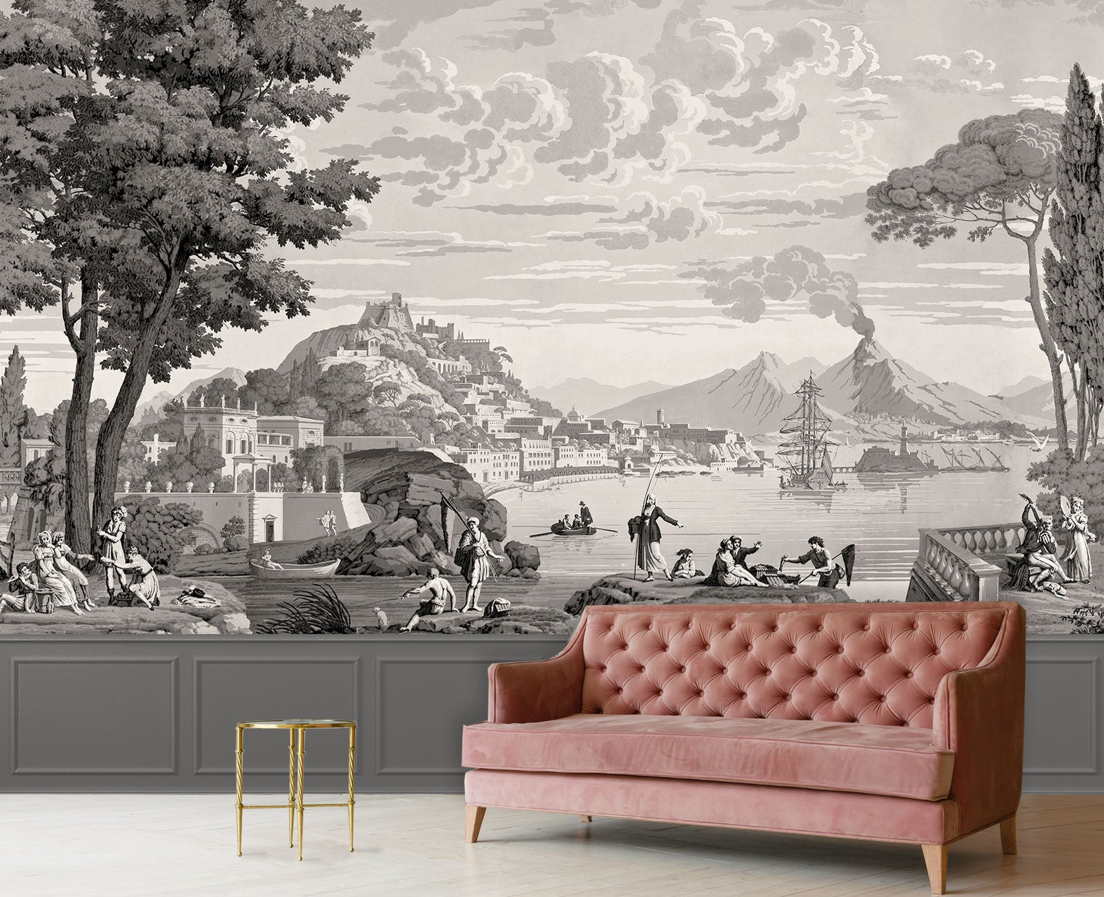 Le Grand Siecle: Views From Italy Wallpaper In Monochrome