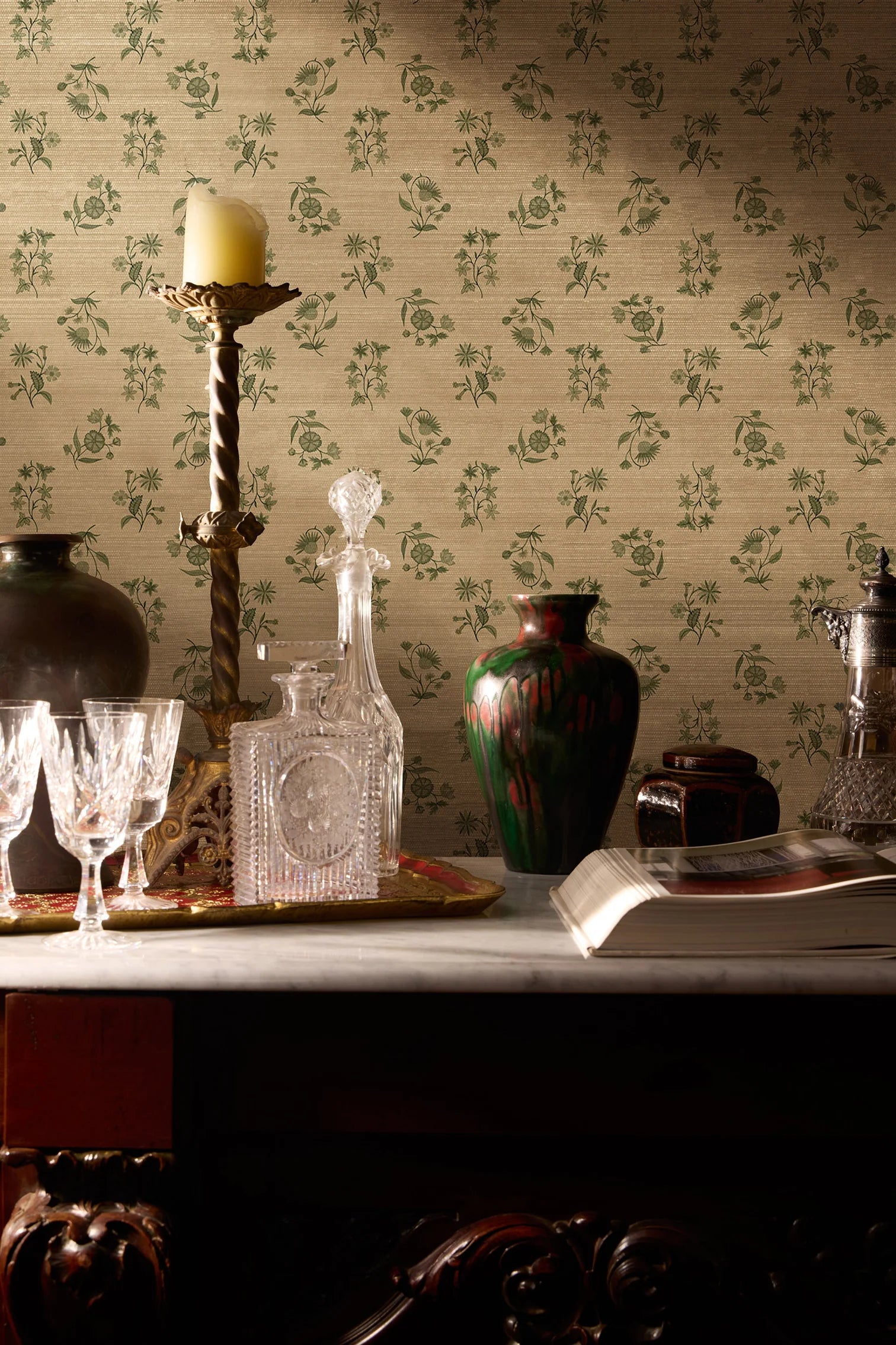 Floral Cascade Grasscloth