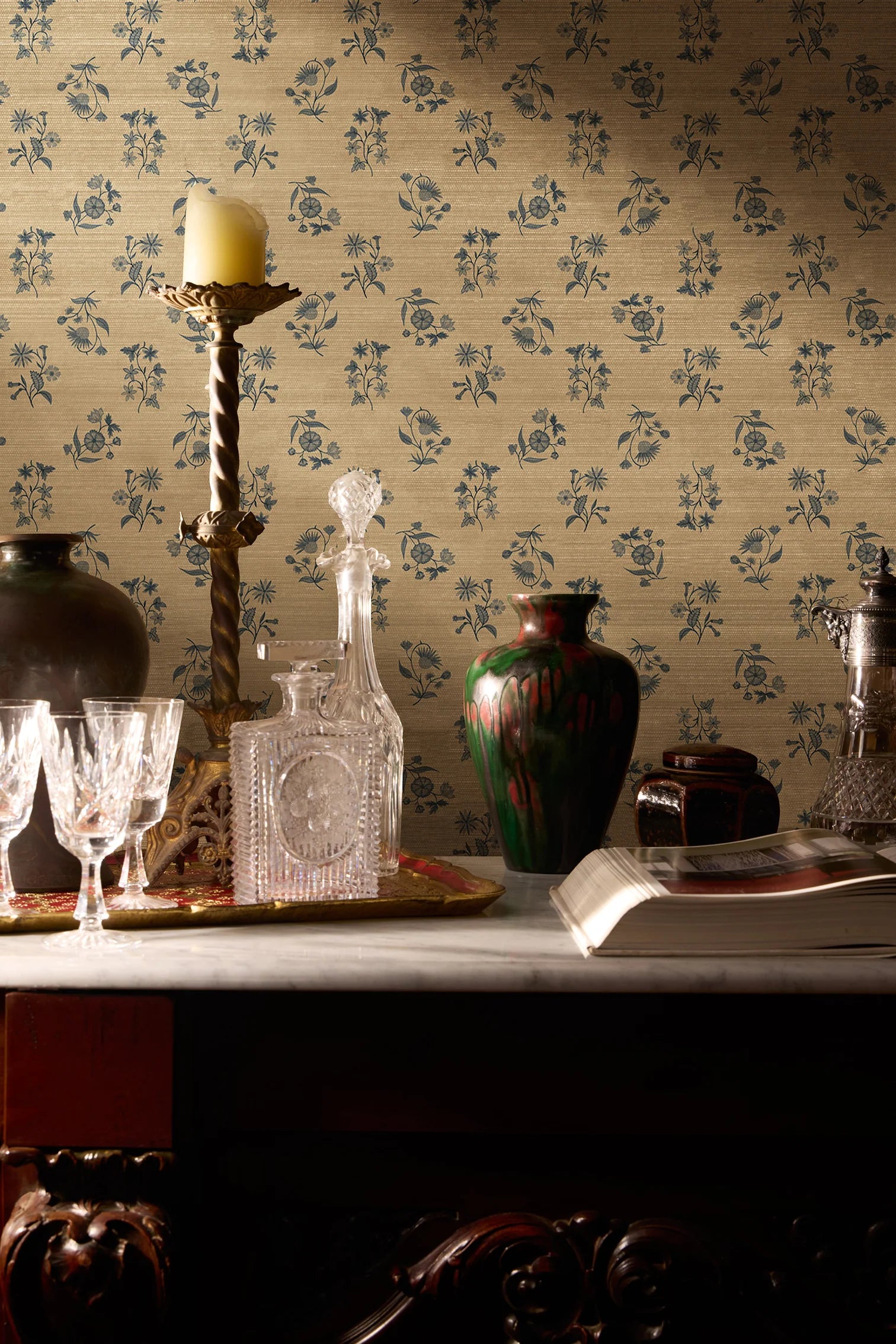 Floral Cascade Grasscloth