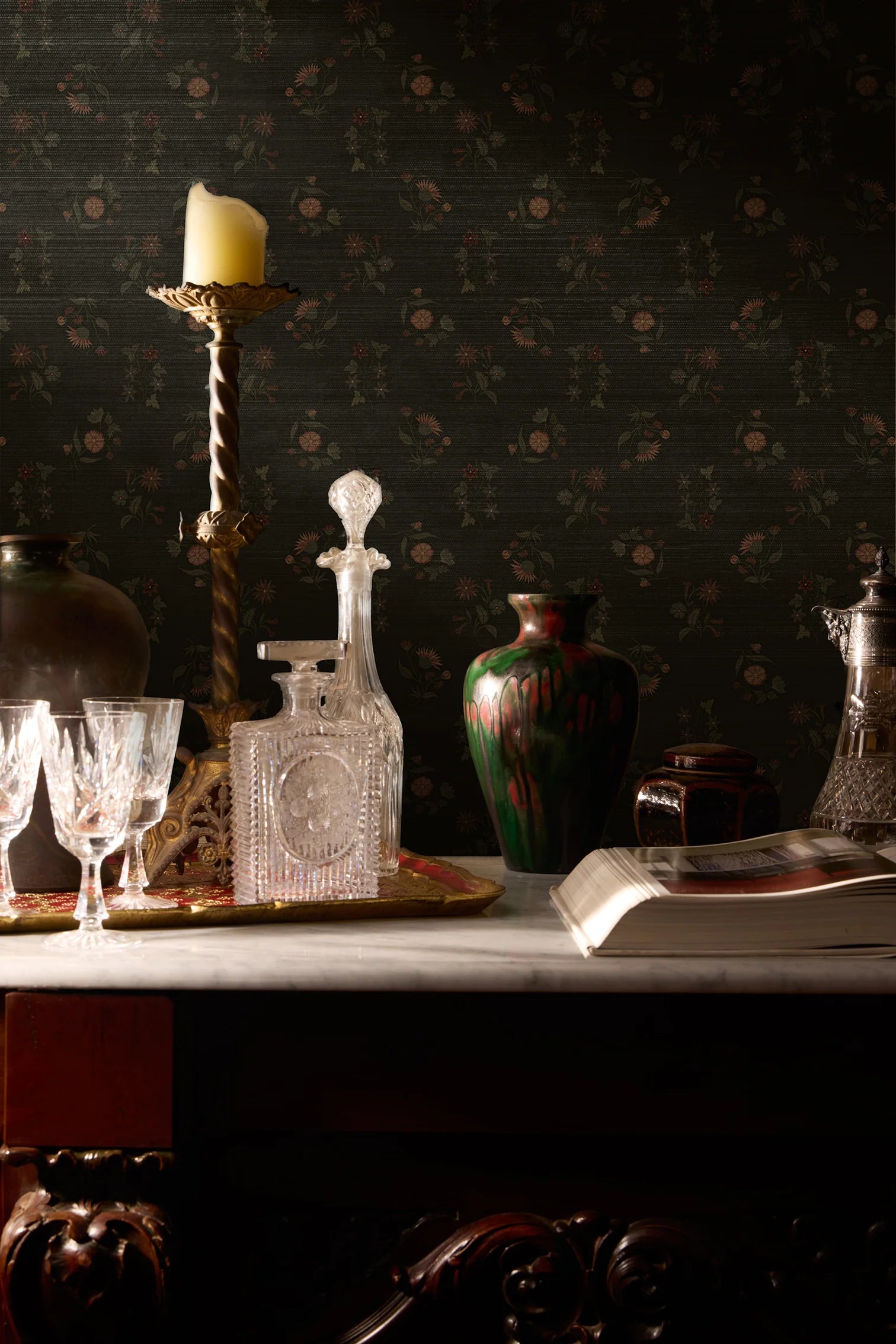 Floral Cascade Grasscloth