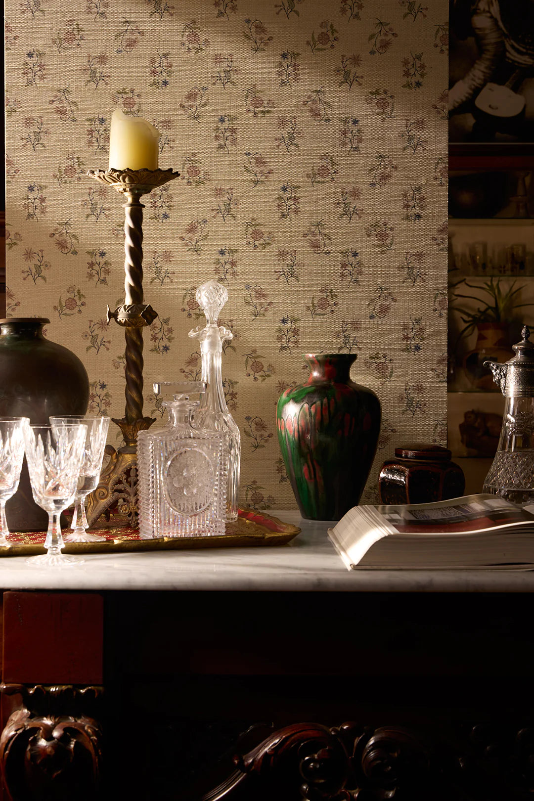 Floral Cascade Grasscloth