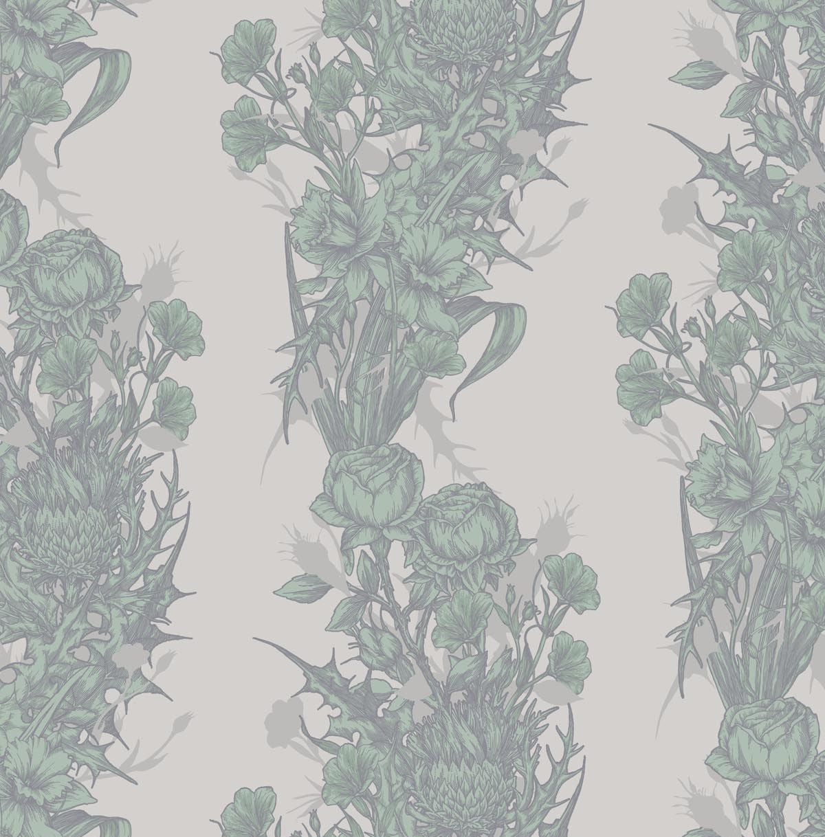 Mint Green on Grey