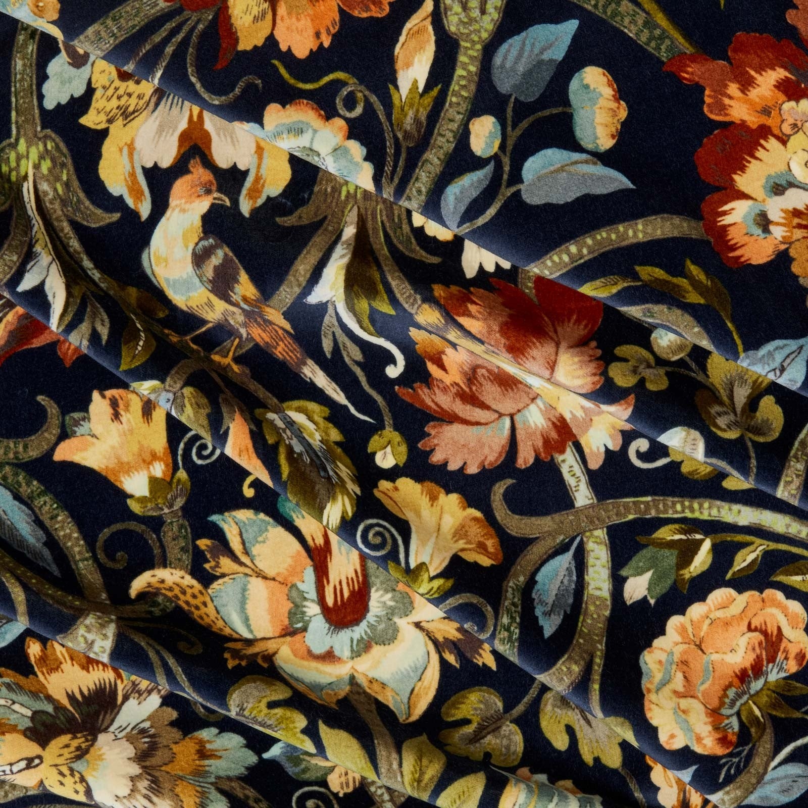 Gaia Velvet Fabric – Walnut Wallpaper