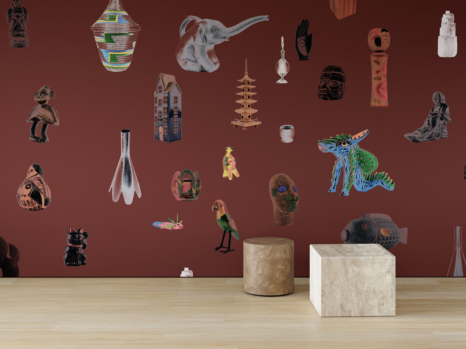 Calico Wallpaper: Particulaire in Bazaar installed
