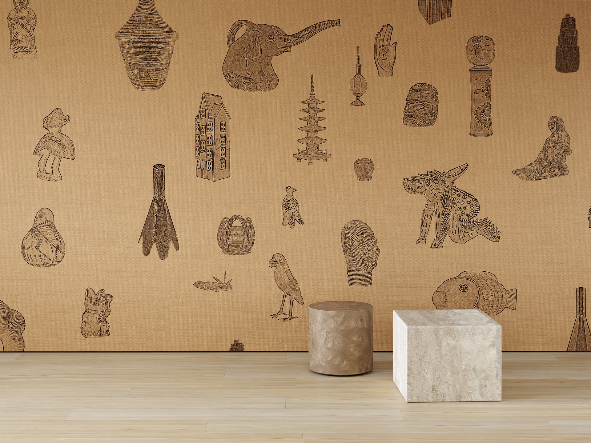 Calico Wallpaper: Particulaire in Caravan installed