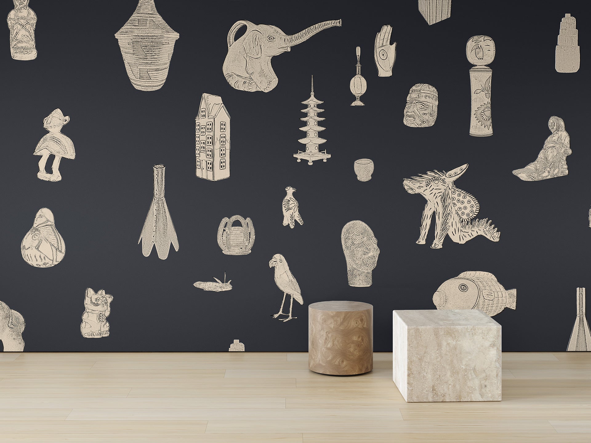 Calico Wallpaper: Particulaire in Heirloom installed