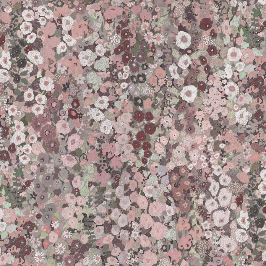 Floral pattern with small flowers in various colors on a brown background