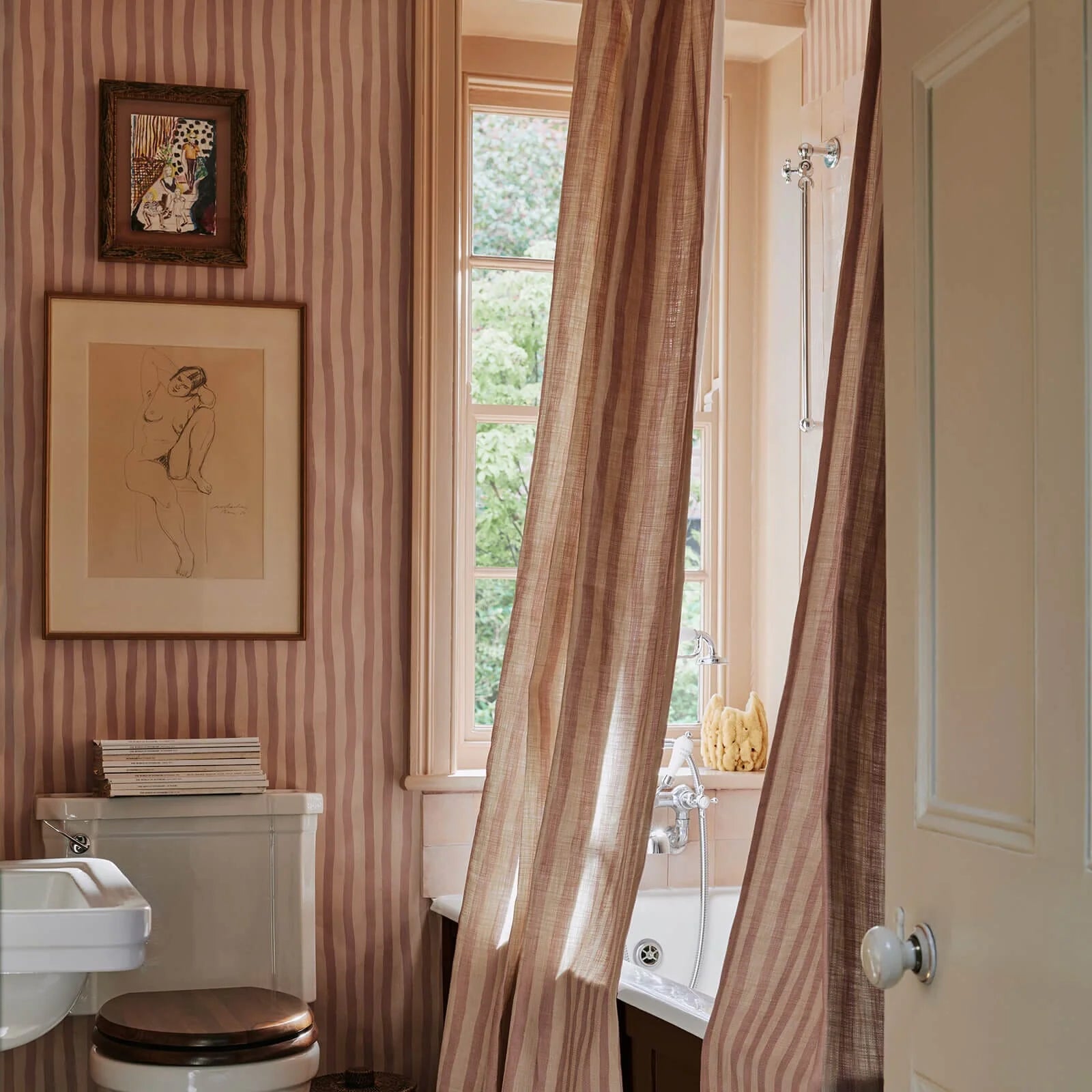  ARTIST'S STRIPE: Sakura & Astrantia (Pink on Peach) installed 