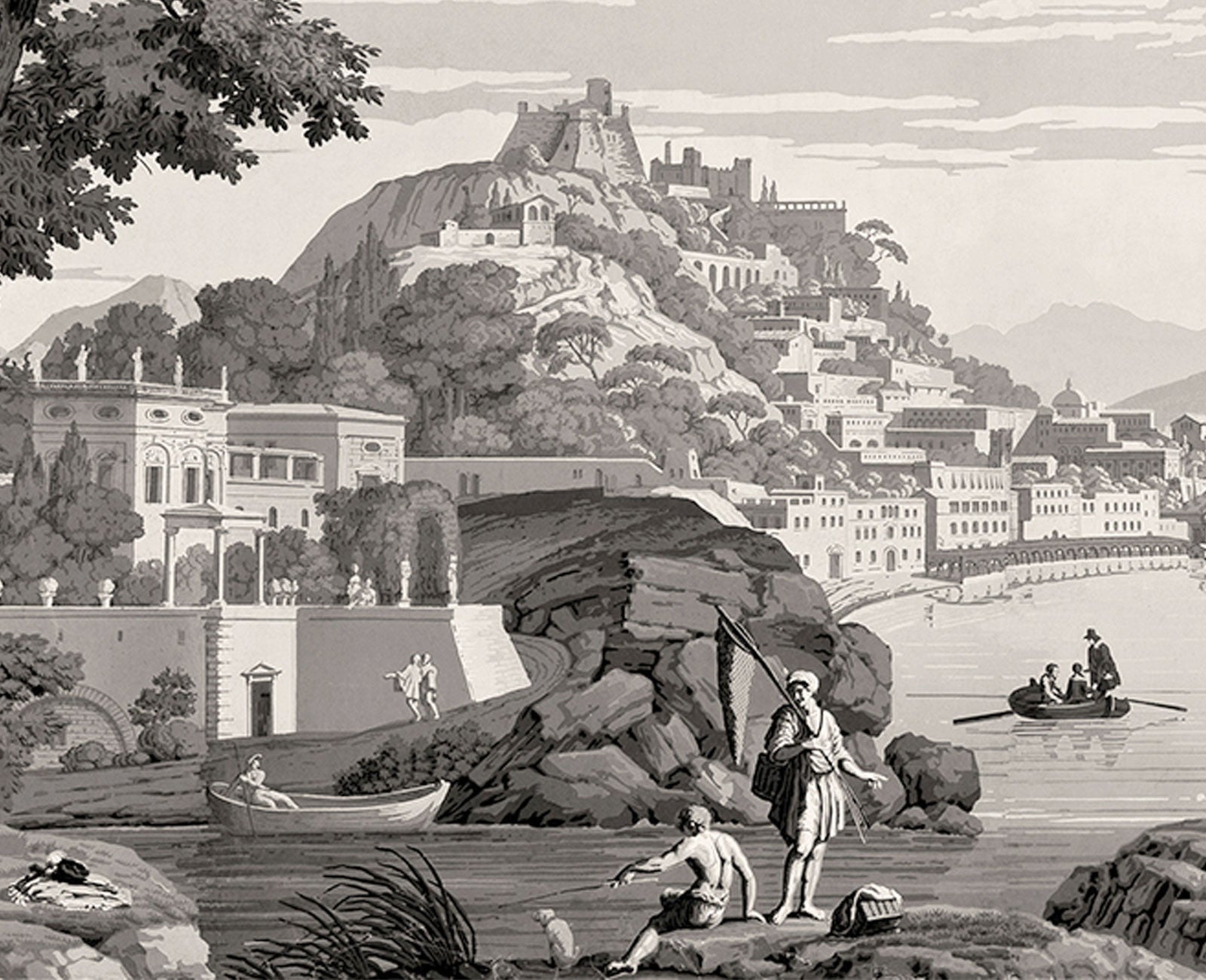 Le Grand Siecle: Views From Italy Wallpaper In Monochrome