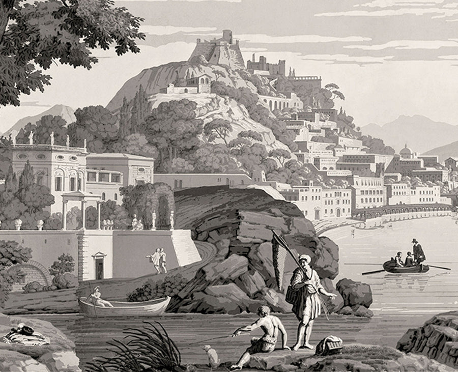 Le Grand Siecle: Views From Italy Wallpaper In Monochrome