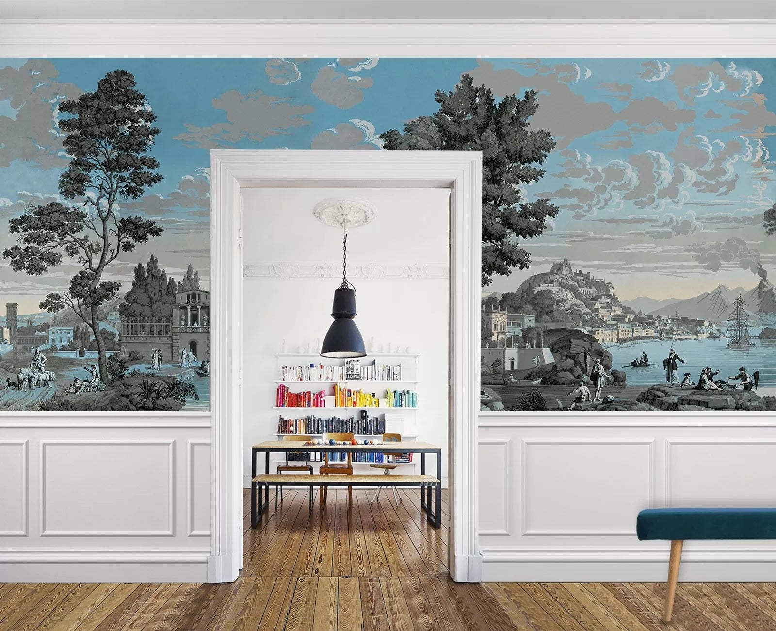 Le Grand Siecle: Views From Italy Wallpaper In Celestial Blue