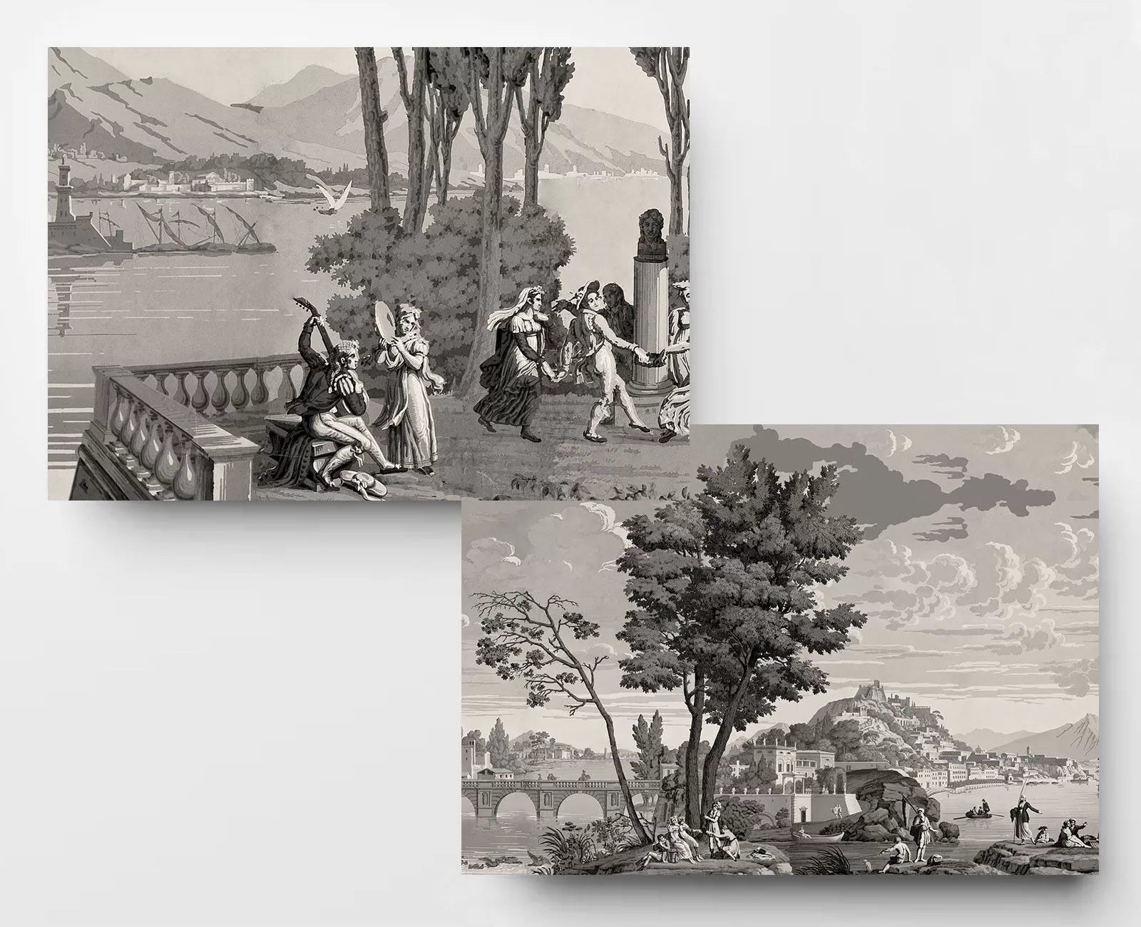 Le Grand Siecle: Views From Italy Wallpaper In Monochrome