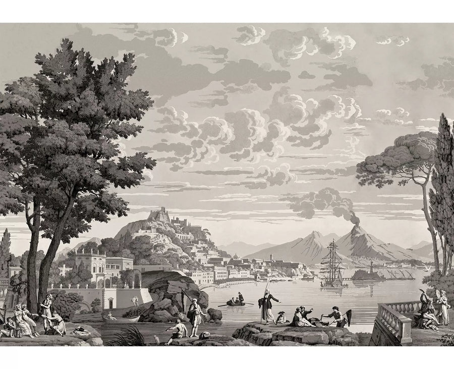 Le Grand Siecle: Views From Italy Wallpaper In Monochrome