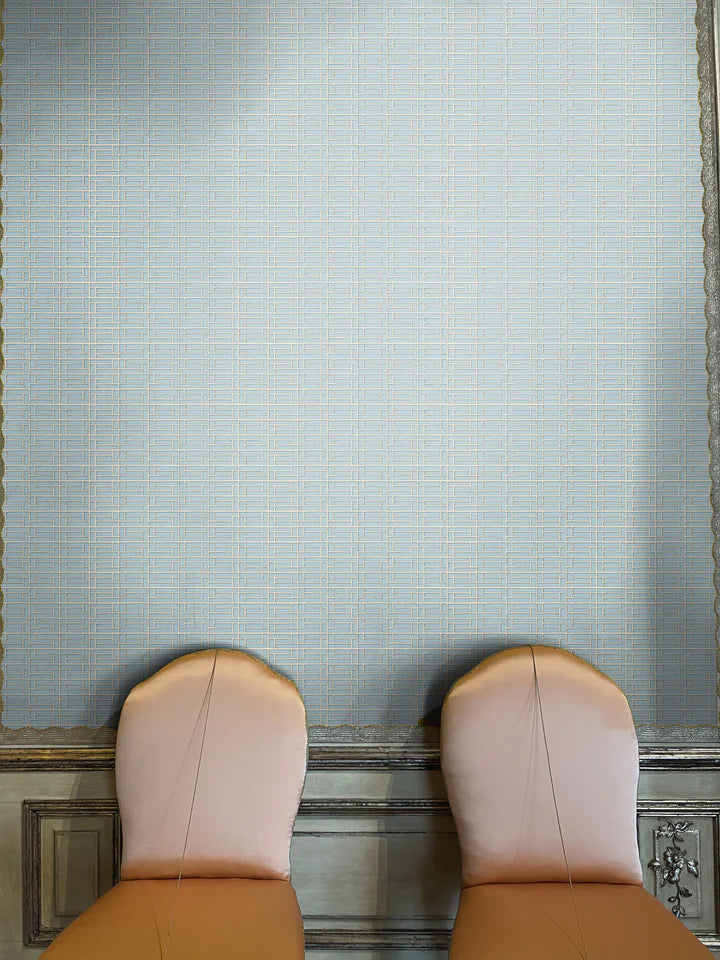 Papier: Lattice Minimal Wallpaper in Cerulean