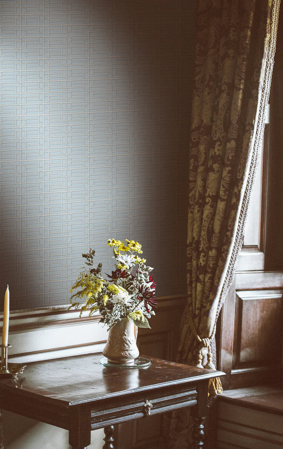 Papier: Lattice Minimal Wallpaper in Cerulean