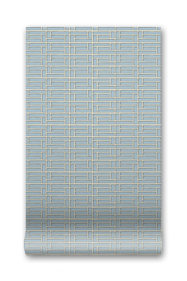 Papier: Lattice Minimal Wallpaper in Cerulean