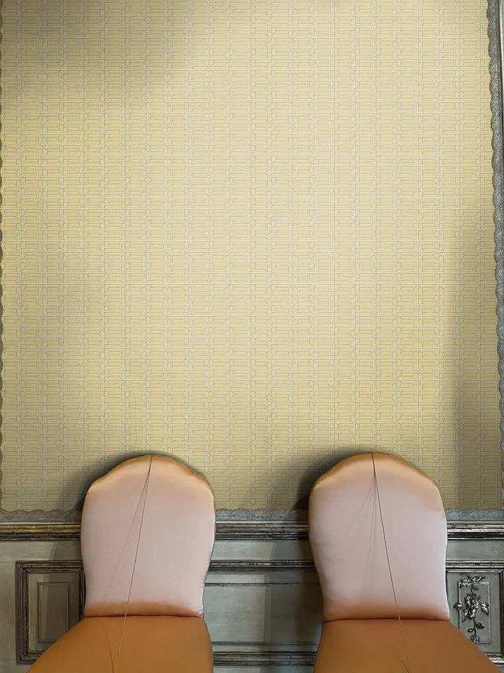 Papier: Lattice Minimal Wallpaper in Parchment
