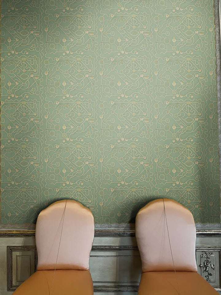 Papier: Labyrinth Wallpaper in Teal