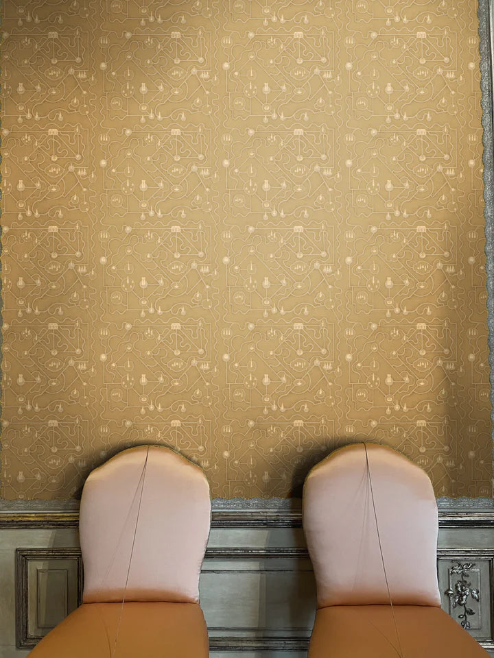 Papier: Labyrinth Wallpaper in Clay