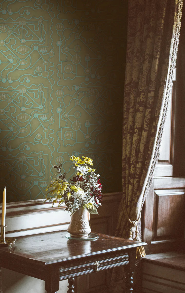 Papier: Labyrinth Wallpaper in Mineral