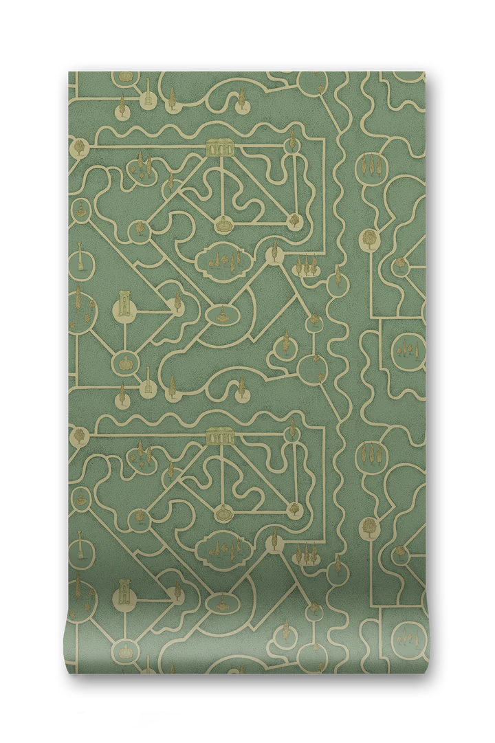 Papier: Labyrinth Wallpaper in Teal