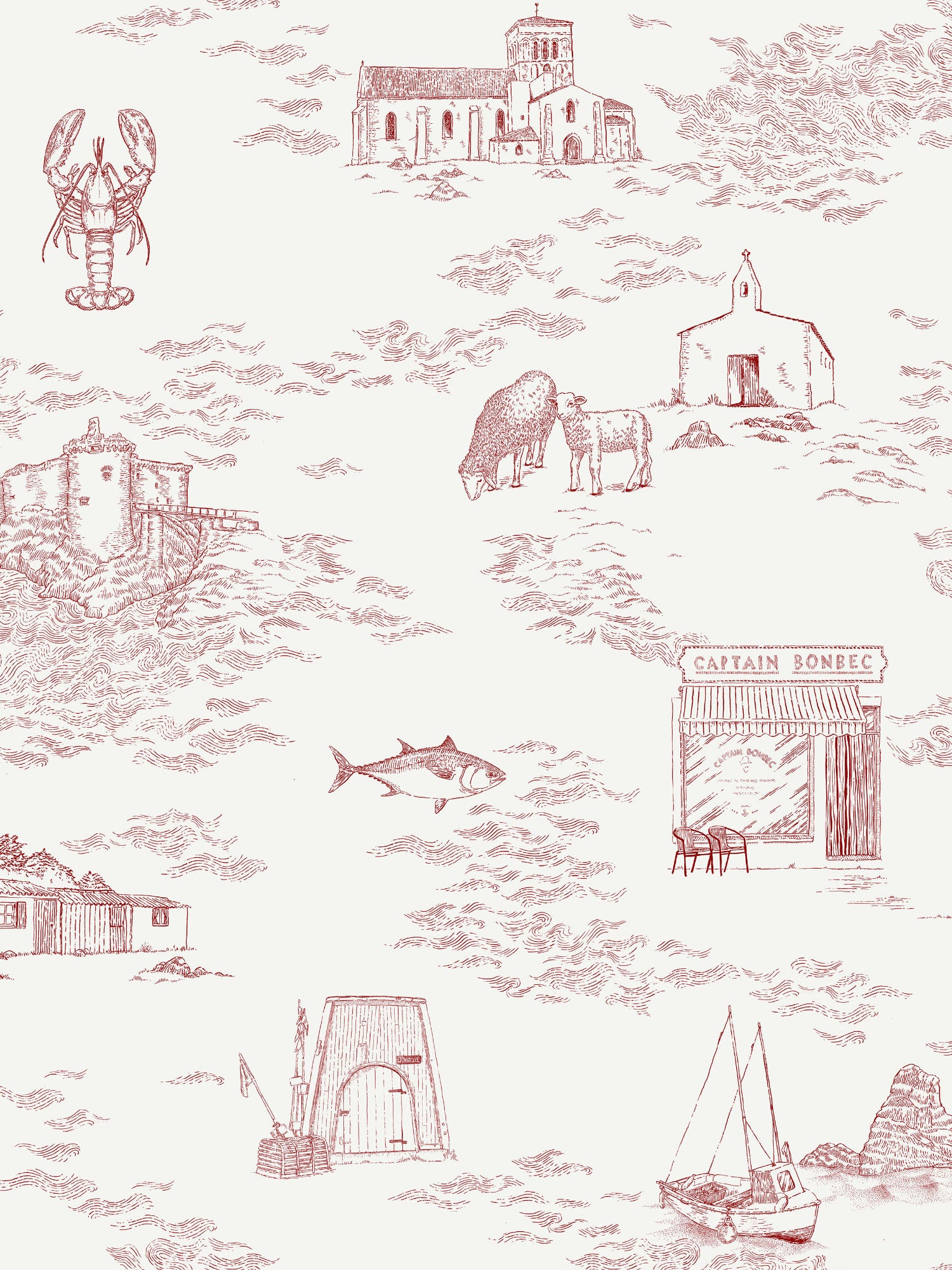 Red-and-white-toile-wallpaper-nautical-theme.jpg