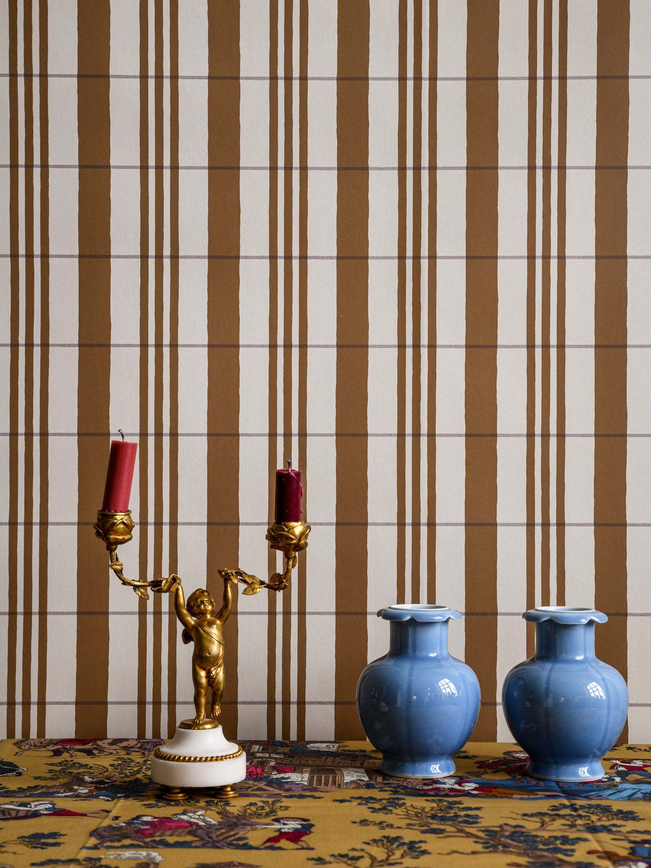 tented stripe wallpaper The Guards' Tent – Walnut Wallpaper