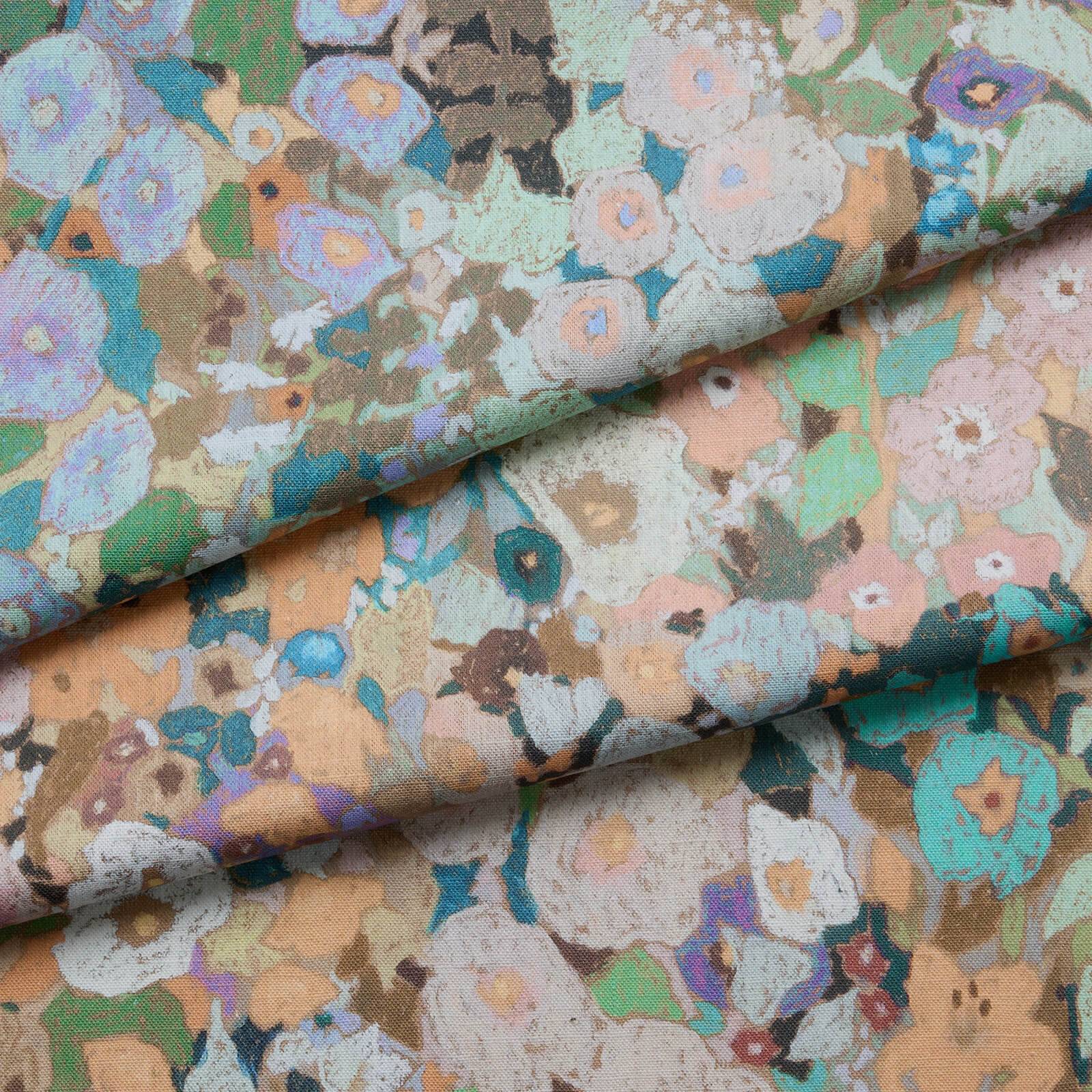 Hollyhocks Cotton Linen Fabric