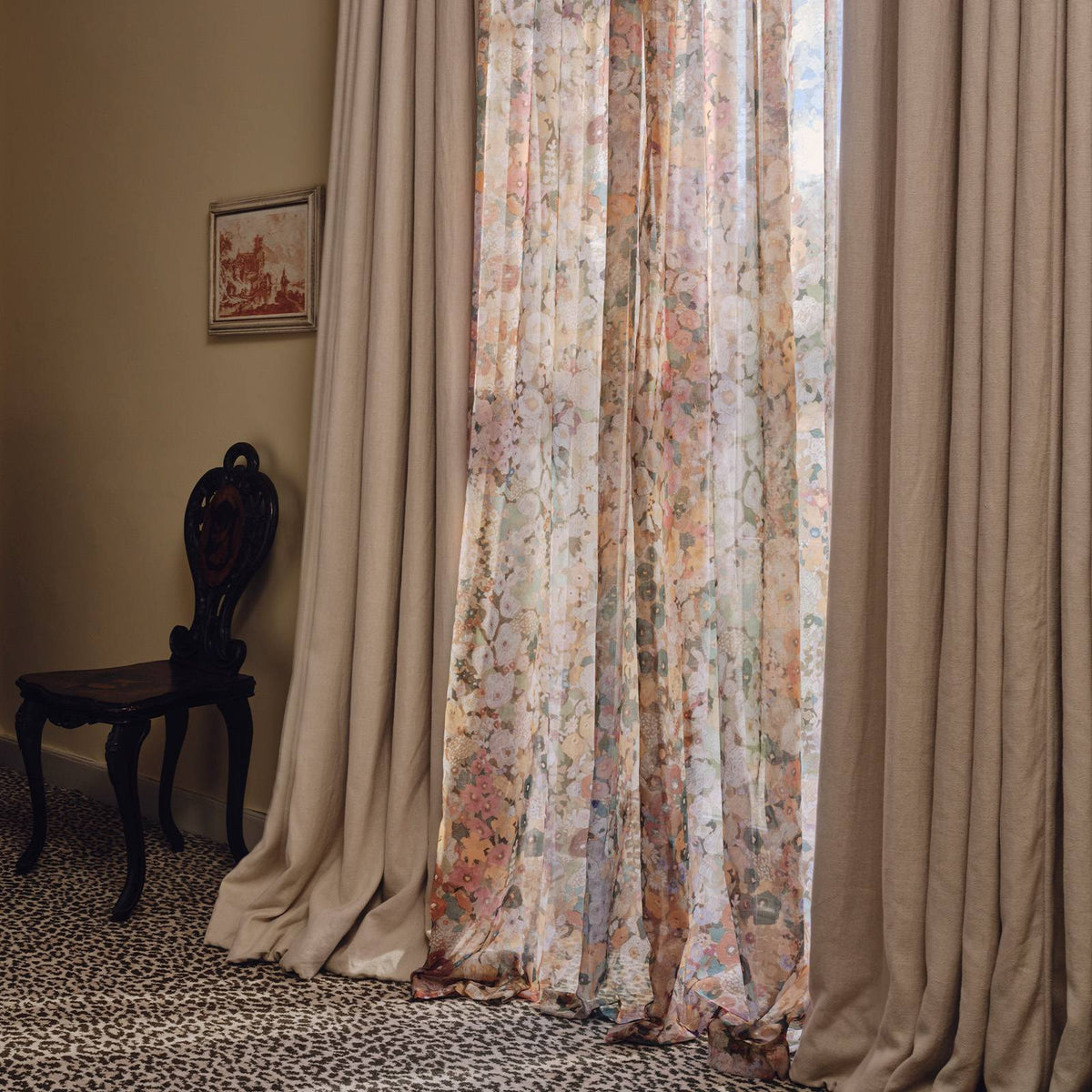 Hollyhocks Sheer Fabric