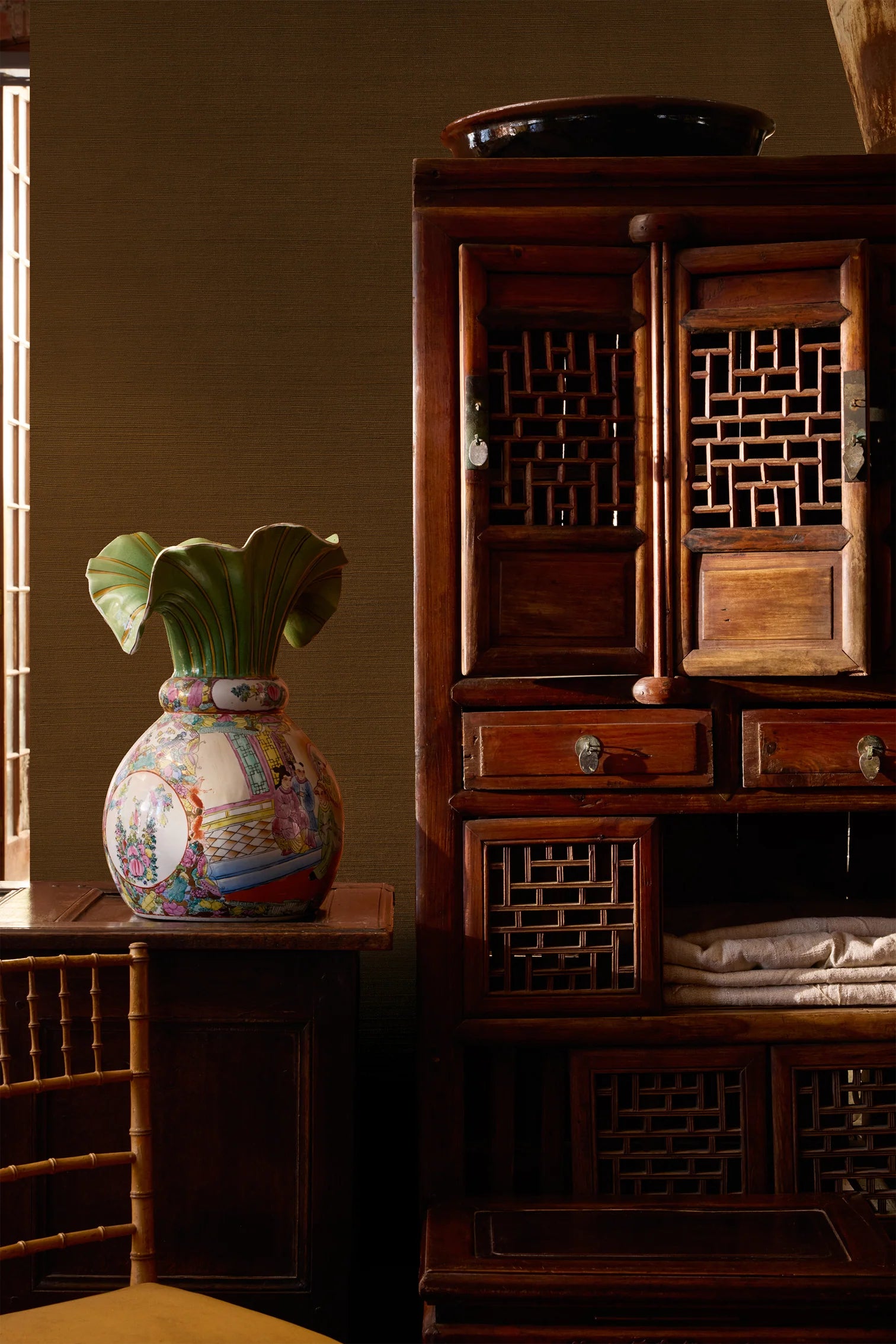 Fiery Garnet Grasscloth