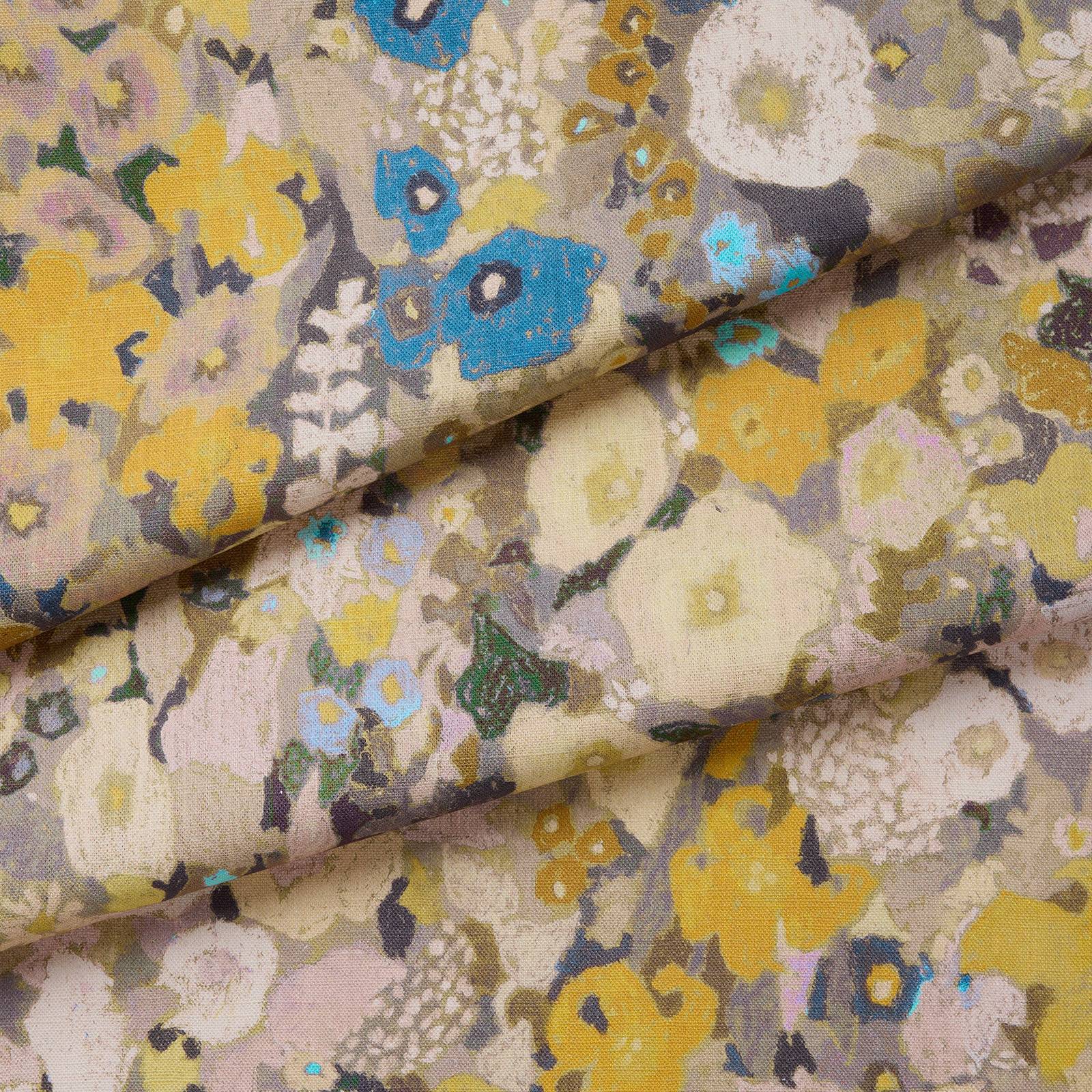 Hollyhocks Cotton Linen Fabric