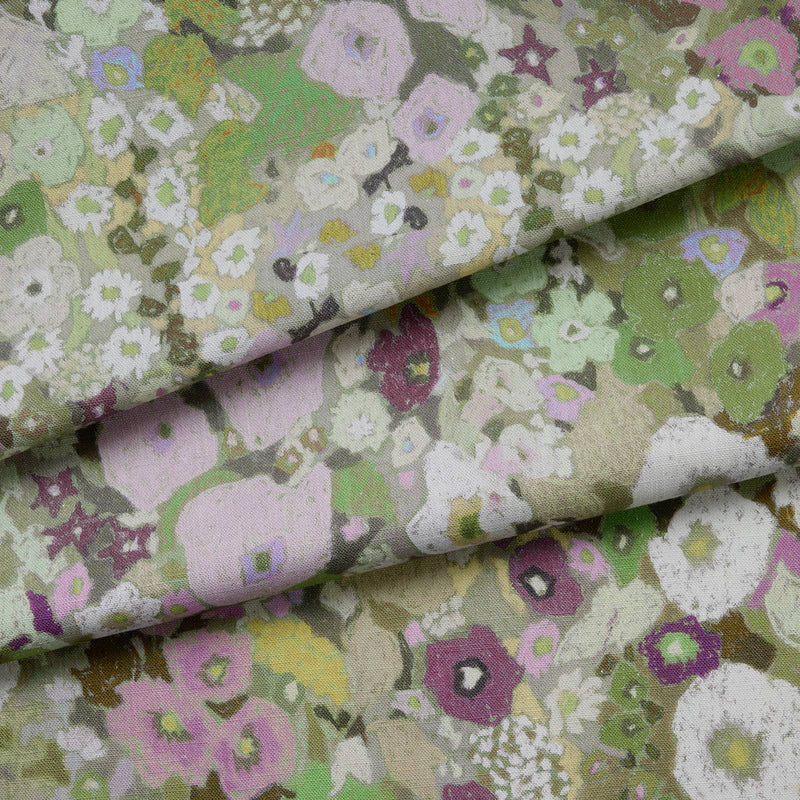 Hollyhocks Cotton Linen Fabric