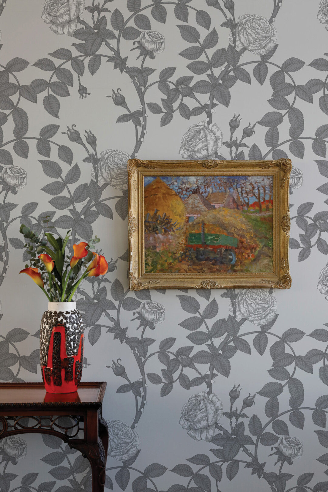 McGegan Rose Grey Wallpaper