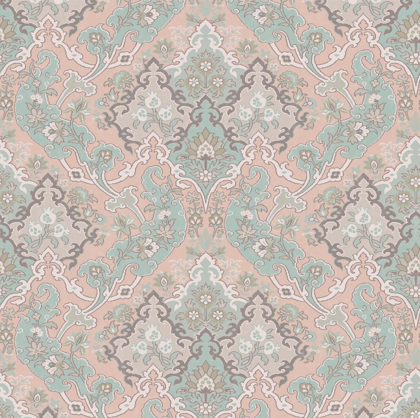 Dusty Pink/Pale Teal & Light Grey