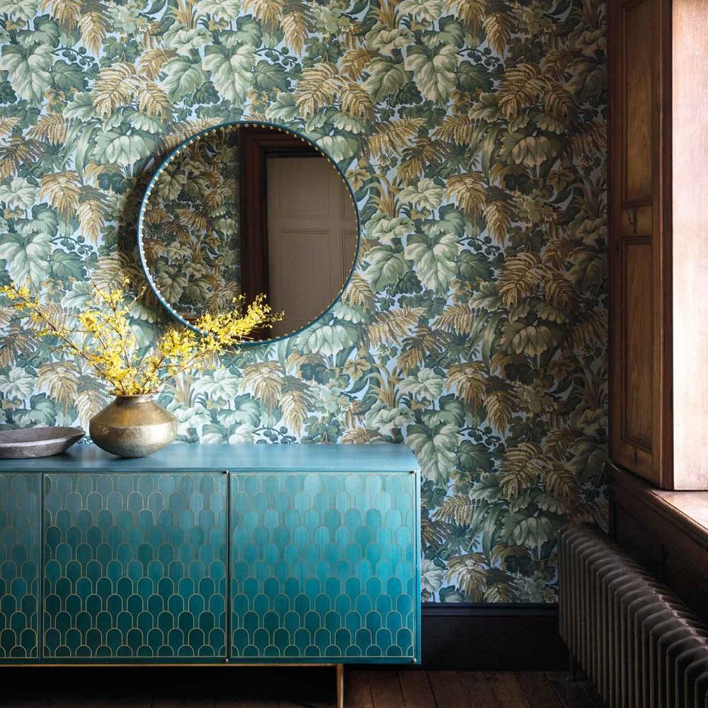Sky Blue/Ochre/Shades of Green