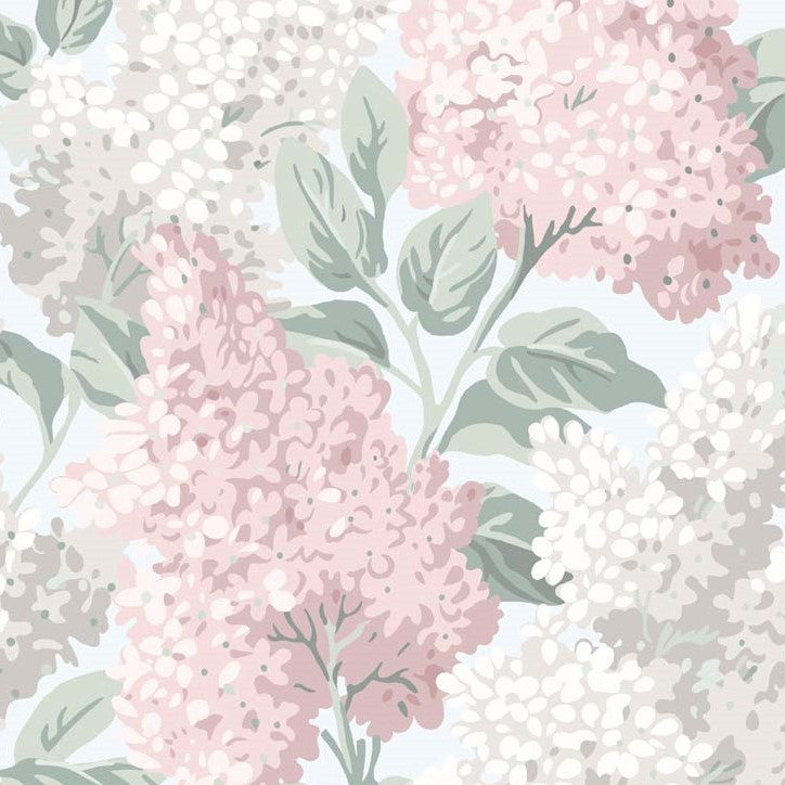 Shades of Pink/Green on Pale Blue