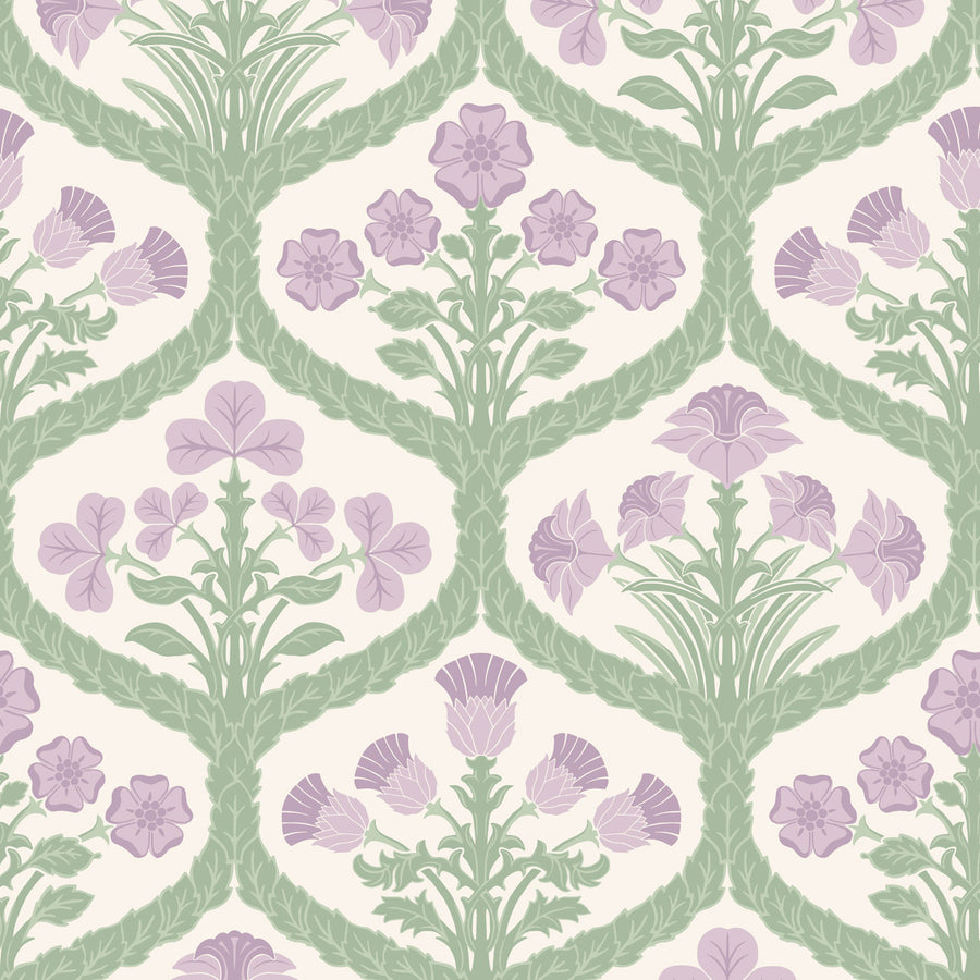 Mulberry & Olive Green on Parchment