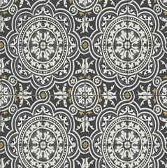 Grey & Metallic Gold on Black
