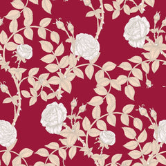 Beige & White on Deep Red