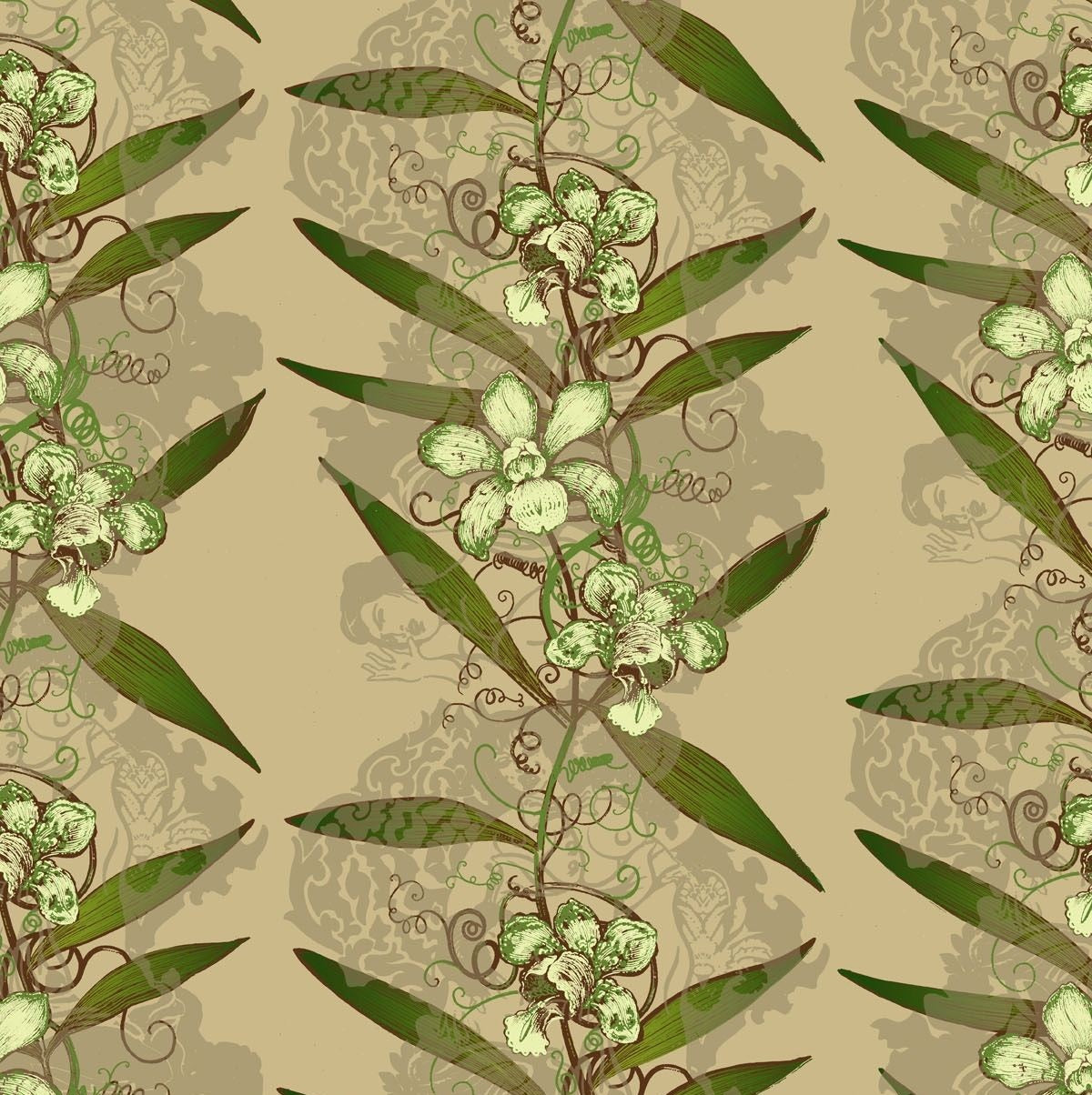 Green & Pale Yellow on Khaki