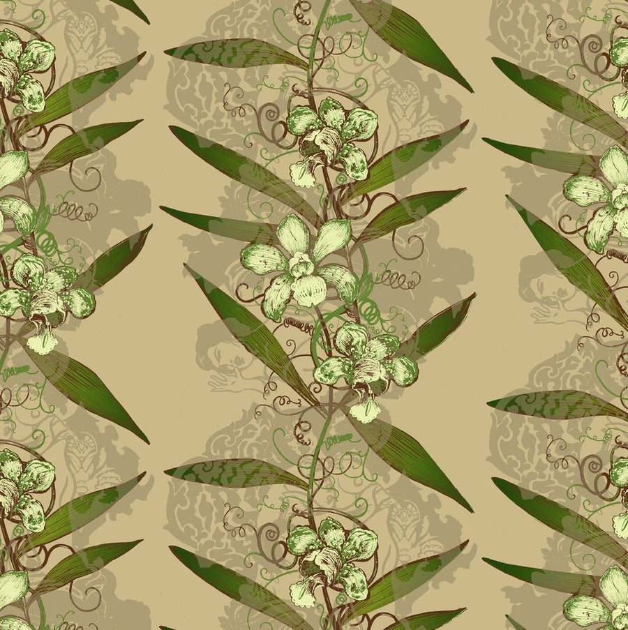 Green & Pale Yellow on Khaki