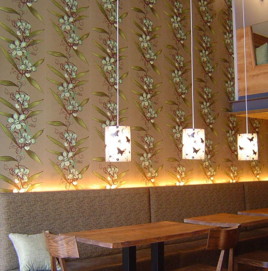 Green & Pale Yellow on Khaki