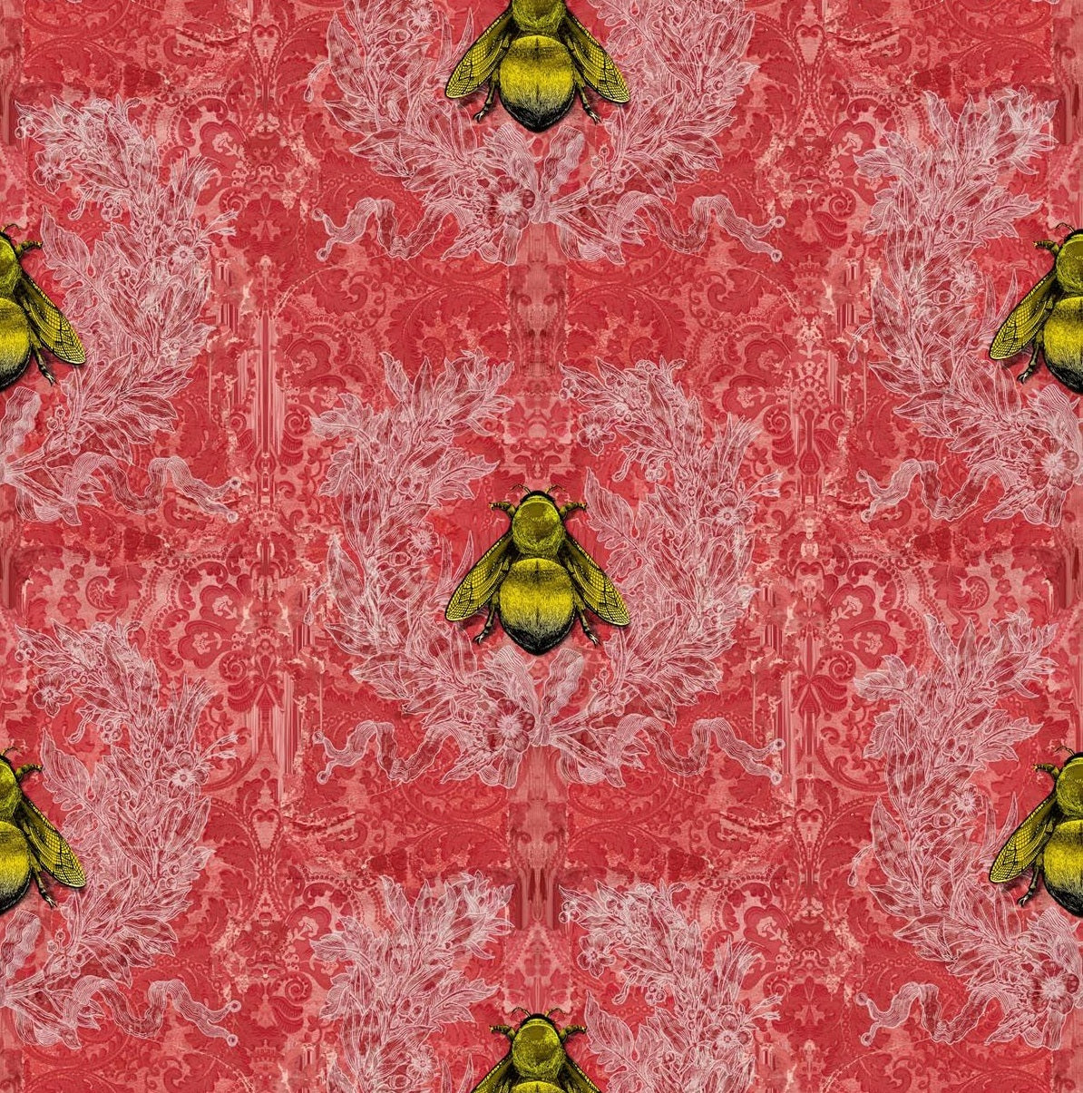 Gold Bees on Red