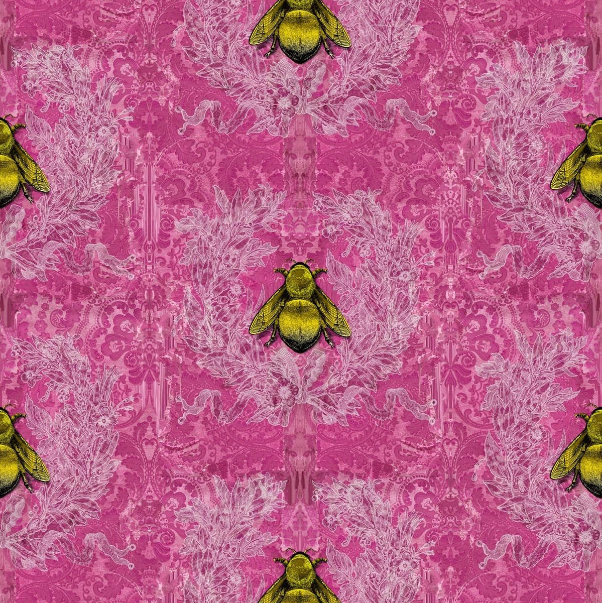 Gold Bees on Pink